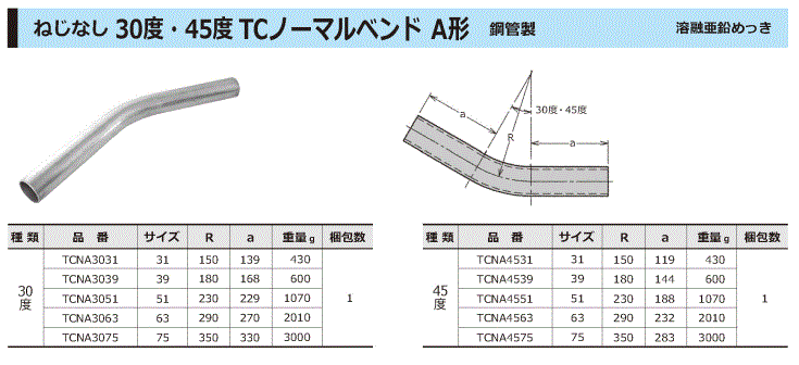 ねじなし 30度・45度