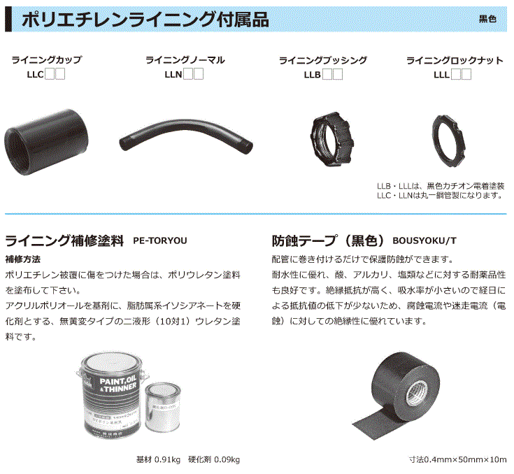 ポリエチレンライニング付属品